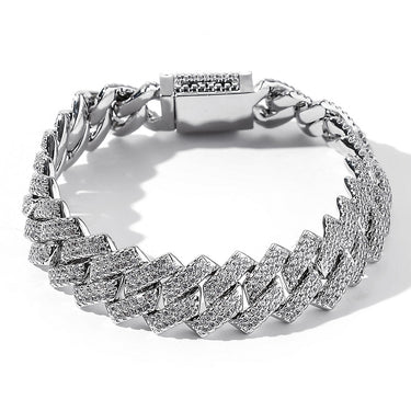 14 Iced White Gold Cuban Bracelet, Stylish Urban Man's or Woman's Jewellery