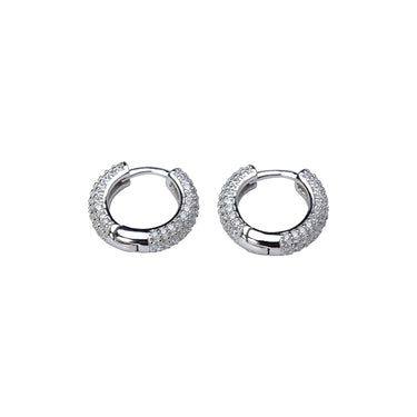 Iced Hoop White Gold Earrings