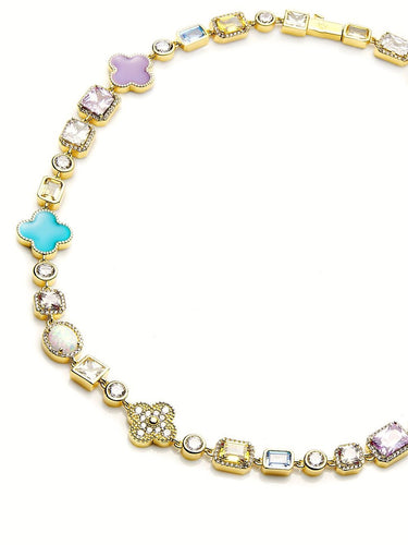 Street-Style Bling Lavender Multi-Stone Necklace