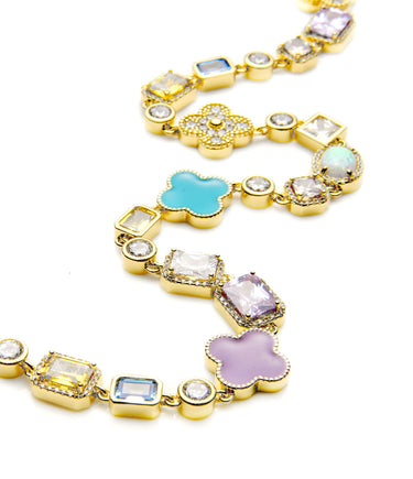 Street-Style Bling Lavender Multi-Stone Necklace