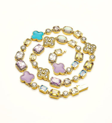 Street-Style Bling Lavender Multi-Stone Necklace