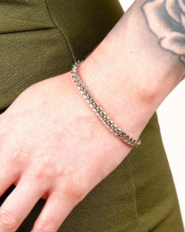 5mm White Gold Plated Stainless Cuban Bracelet