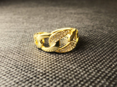 White Gold Plated - Sterling Silver Cuban Ring & CZ