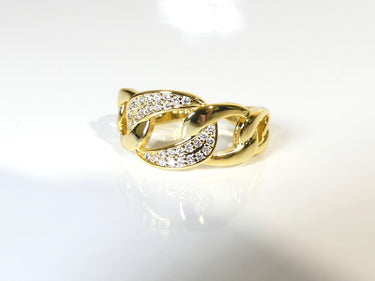 Gold Plated - Sterling Silver Cuban Ring & CZ