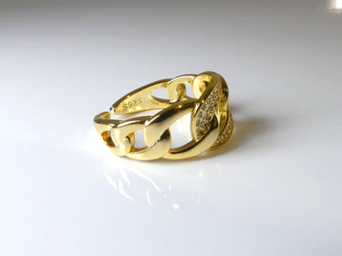 Gold Plated - Sterling Silver Cuban Ring & CZ