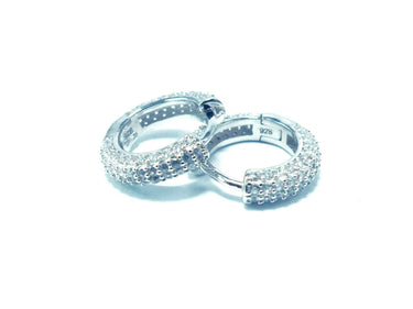 Iced Hoop White Gold Plated Silver Earrings