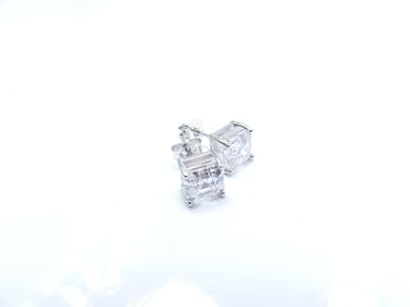 Square 6mm White Gold Plated Stud 925 Earrings