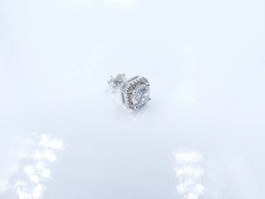 Iced 6mm Square Cluster Stud Silver Earrings