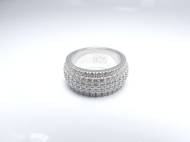 Jewellery Legend's Iced 5 Row White Gold Ring HipHop
