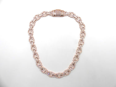 Stylized-Cuban 14mm Rose Gold Iced Chain