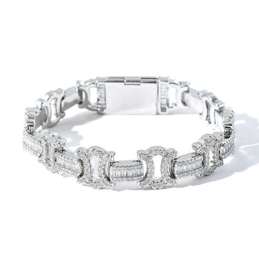 18k White Gold Plated Iced 14mm Cuban Bracelet Street Style Hip-Hop Man's or Woman's Jewellery