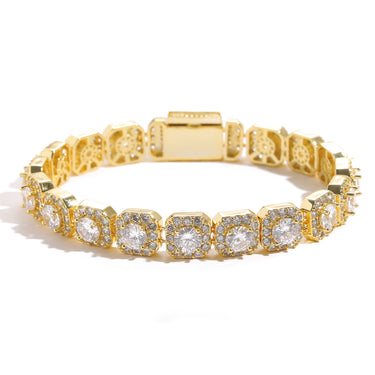 Gold Cushions Bracelet with Cubic Zirconia, Stylish Man's or Woman's Accessories at Jewellery Legend