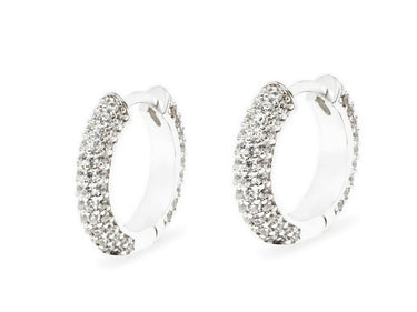 Iced Hoop White Gold Plated Silver Earrings